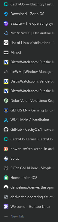 a bunch of open tabs showing a bunch of webpages for a bunch of linux distros